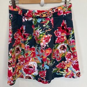 Adrianna Papell Belted Floral A-line Skirt